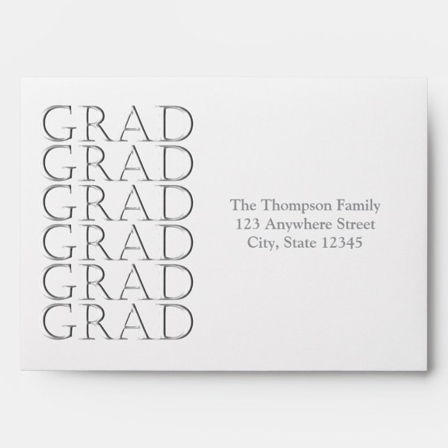 Personalized GRAD Envelope-decorated liner Silver Envelope (Front)