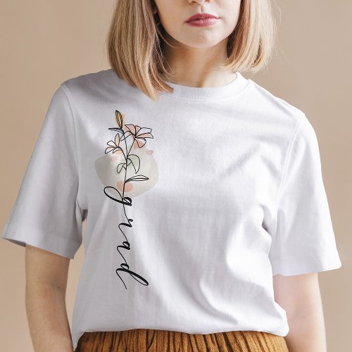 Personalized Grad Floral Sketch Modern Grad Script T_Shirt