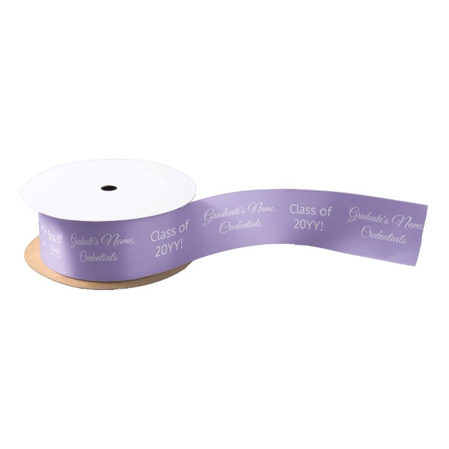 Personalized Grad Name Degree Class Pastel Purple Satin Ribbon (Spool)