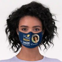 Personalized Grad Photo Classic Blue Graduation Premium Face Mask