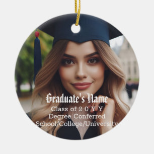 Personalized Grad Photo, Name and Graduation Class Ceramic Ornament