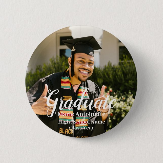 Personalized Grad Simple Photo Button (Front)