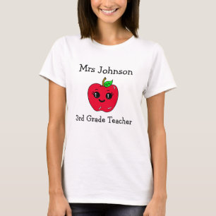 Personalized Grade and Teacher's Name Cute Apple T-Shirt