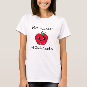 Personalized Grade and Teacher's Name Cute Apple T-Shirt