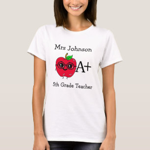 Personalized Grade and Teacher's Name Cute Apple T-Shirt