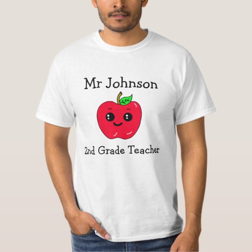 Personalized Grade and Teachers Name Cute Apple T_Shirt
