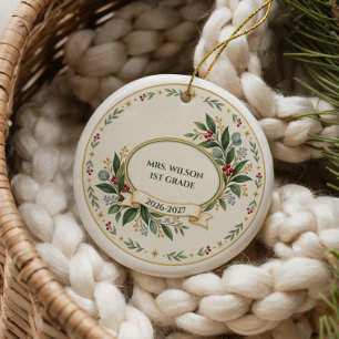 Personalized Grade Teacher Christmas Ornament