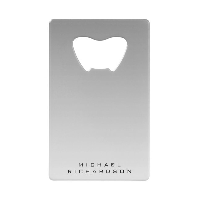 Personalized Gradient Gray Credit Card Bottle  Credit Card Bottle Opener (Front)