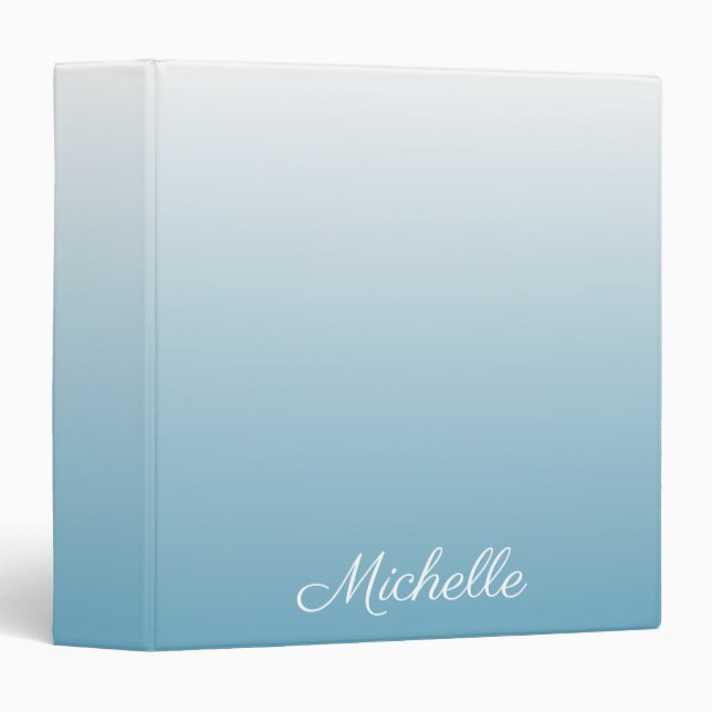 Personalized gradient ombre angel blue 3 ring binder (Front/Spine)
