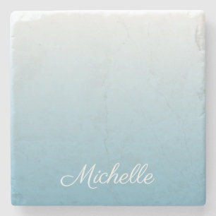 Personalized gradient ombre angel blue stone coaster