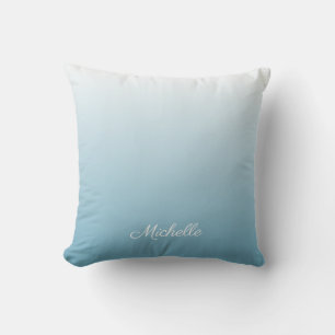 Personalized gradient ombre angel blue throw pillow
