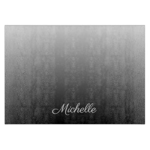 Personalized gradient ombre black shades of gray cutting board