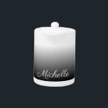 Personalized gradient ombre black shades of gray teapot<br><div class="desc">Gradient ombre black shades of gray</div>