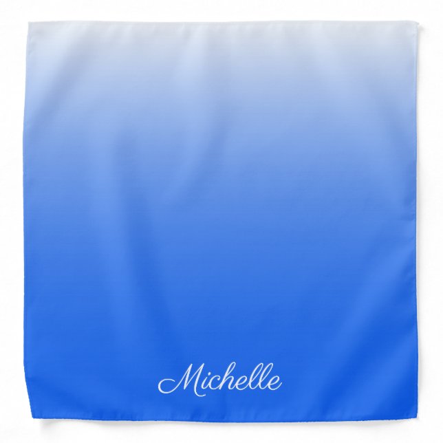 Personalized gradient ombre electric blue bandana (Front)