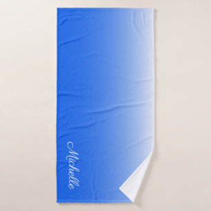 Personalized gradient ombre electric blue bath towel