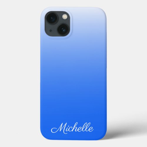 Personalized gradient ombre electric blue Case_Mat iPhone 13 Case