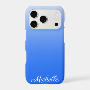 Personalized gradient ombre electric blue iPhone 17 pro case