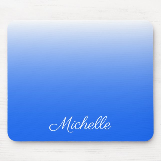 Personalized gradient ombre electric blue mouse pad (Front)