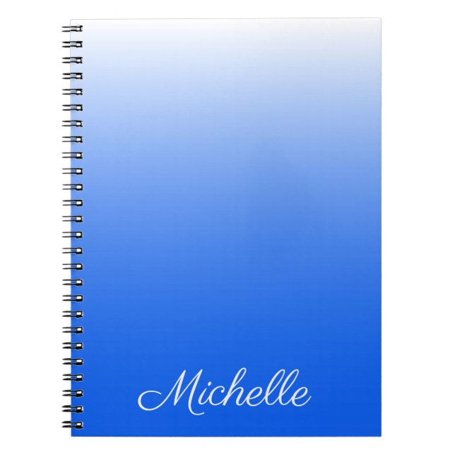 Personalized gradient ombre electric blue notebook (Front)