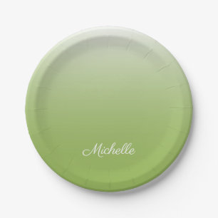 Personalized gradient ombre greenery green paper plates
