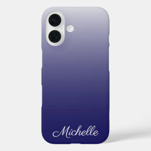 Personalized gradient ombre navy blue iPhone 16 case