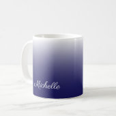 Personalized gradient ombre navy blue coffee mug (Front Left)