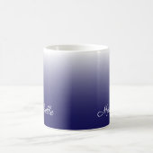 Personalized gradient ombre navy blue coffee mug (Center)