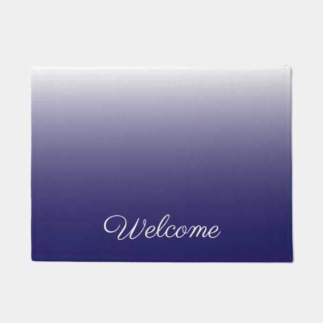 Personalized gradient ombre navy blue doormat (Front)