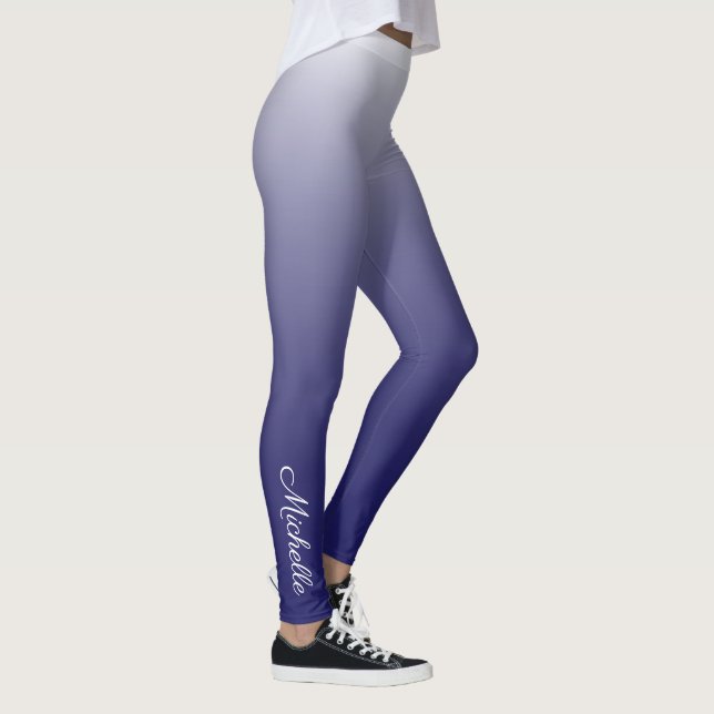 Personalized gradient ombre navy blue leggings (Right)