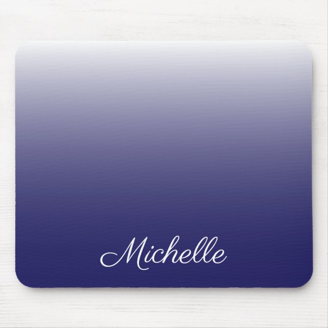 Personalized gradient ombre navy blue mouse pad (Front)
