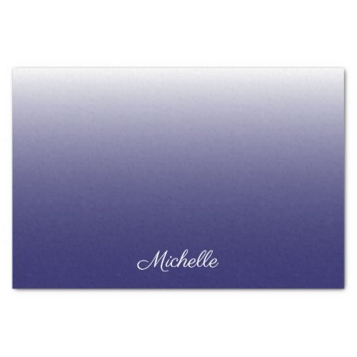 Personalized gradient ombre navy blue tissue paper