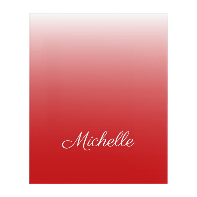 Personalized gradient ombre red acrylic print (Front)