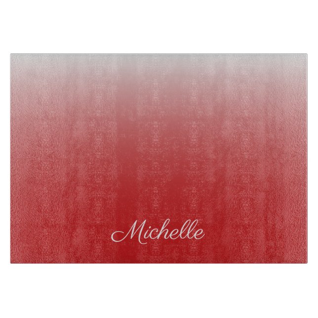 Personalized gradient ombre red cutting board (Front)