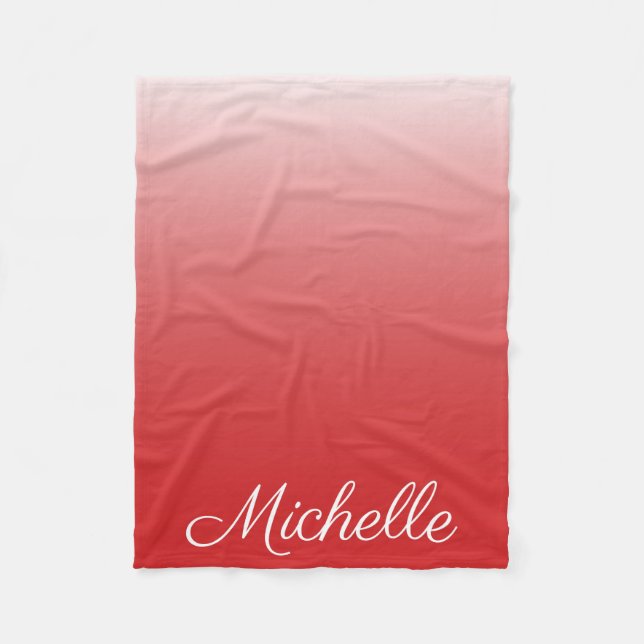 Personalized gradient ombre red fleece blanket (Front)