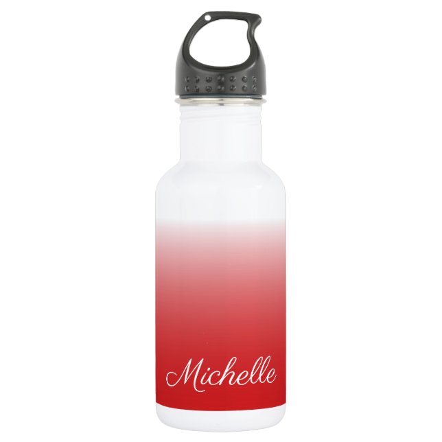 Personalized gradient ombre red stainless steel water bottle (Front)