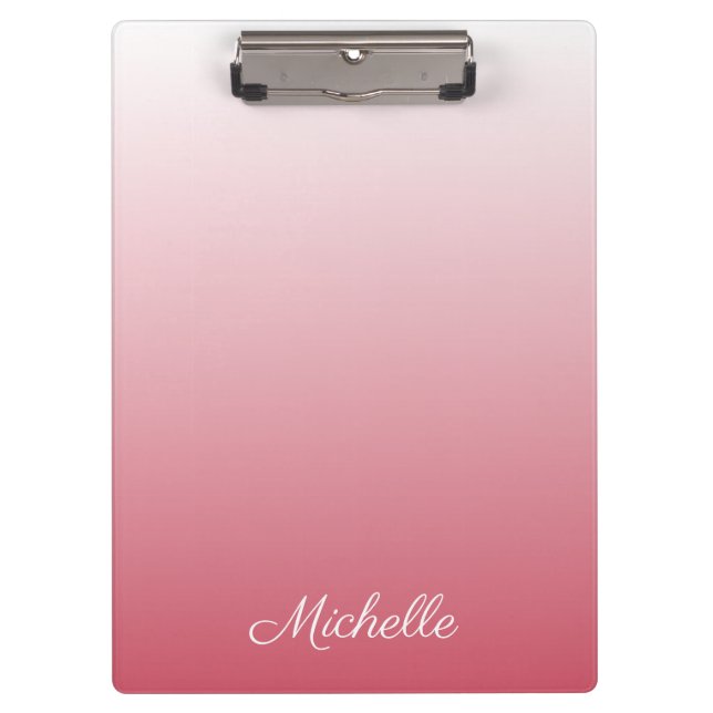 Personalized gradient ombre salmon pink clipboard (Front)