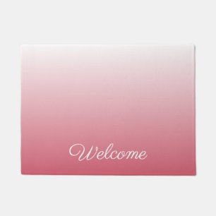 Personalized gradient ombre salmon pink doormat