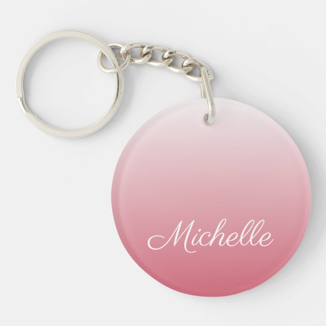 Personalized gradient ombre salmon pink keychain (Front)