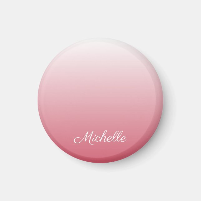 Personalized gradient ombre salmon pink magnet (Front)
