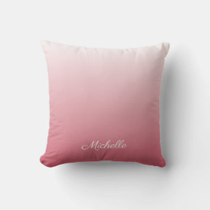 Personalized gradient ombre salmon pink throw pillow