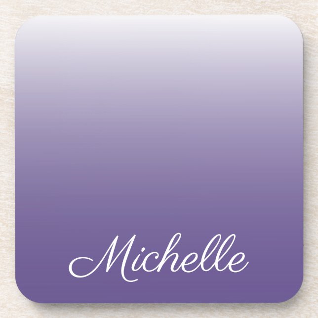 Personalized gradient ombre Ultra Violet Beverage Coaster (Front)