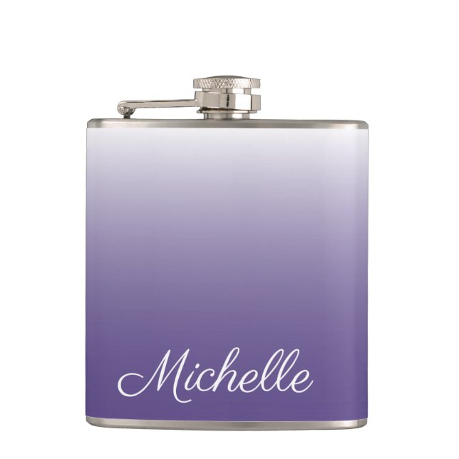 Personalized gradient ombre Ultra Violet Flask (Front)