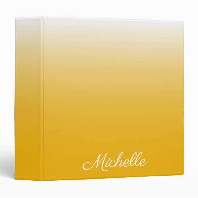 Personalized gradient ombre yellow 3 ring binder (Front/Spine)