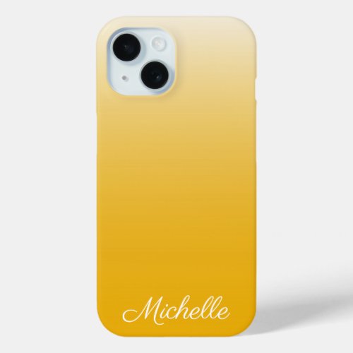 Personalized gradient ombre yellow iPhone 15 case