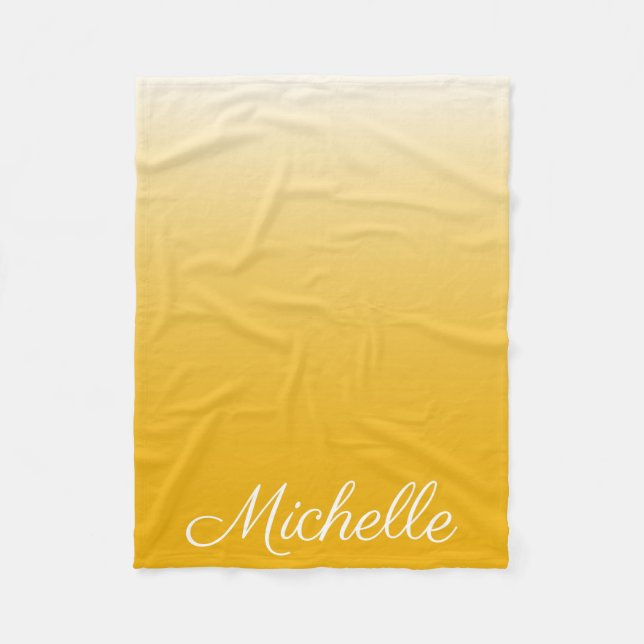 Personalized gradient ombre yellow fleece blanket (Front)