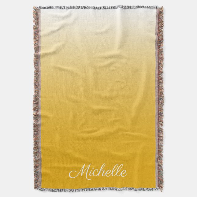 Personalized gradient ombre yellow throw blanket (Front Vertical)