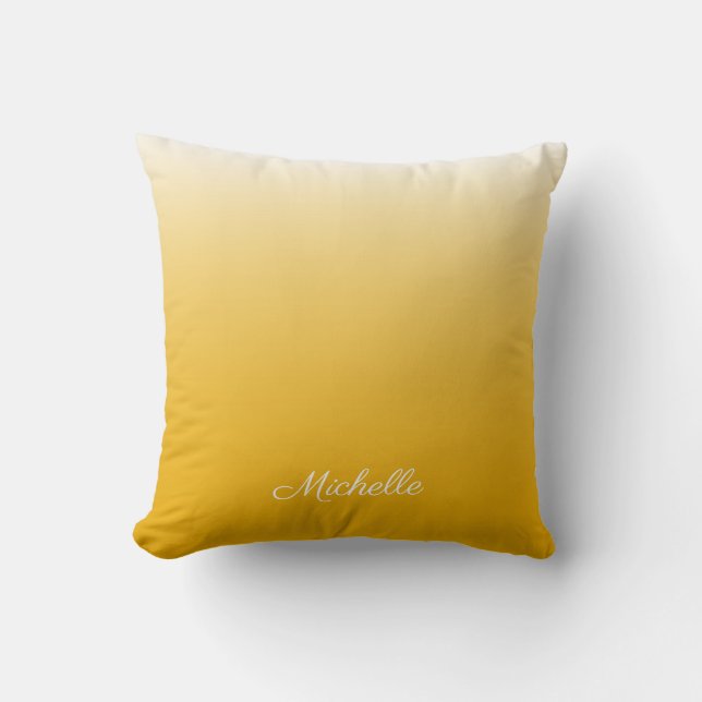 Personalized gradient ombre yellow throw pillow (Front)