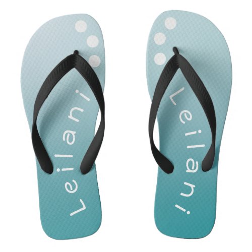 Personalized Gradient Teal with White Polka Dots Flip Flops