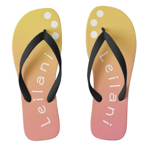 Personalized Gradient Yellow Pink White Polka Dots Flip Flops