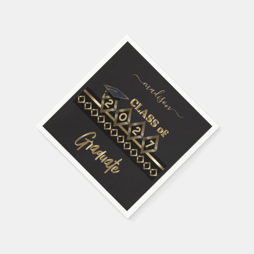 Personalized Graduate _ Black and Gold Napkins